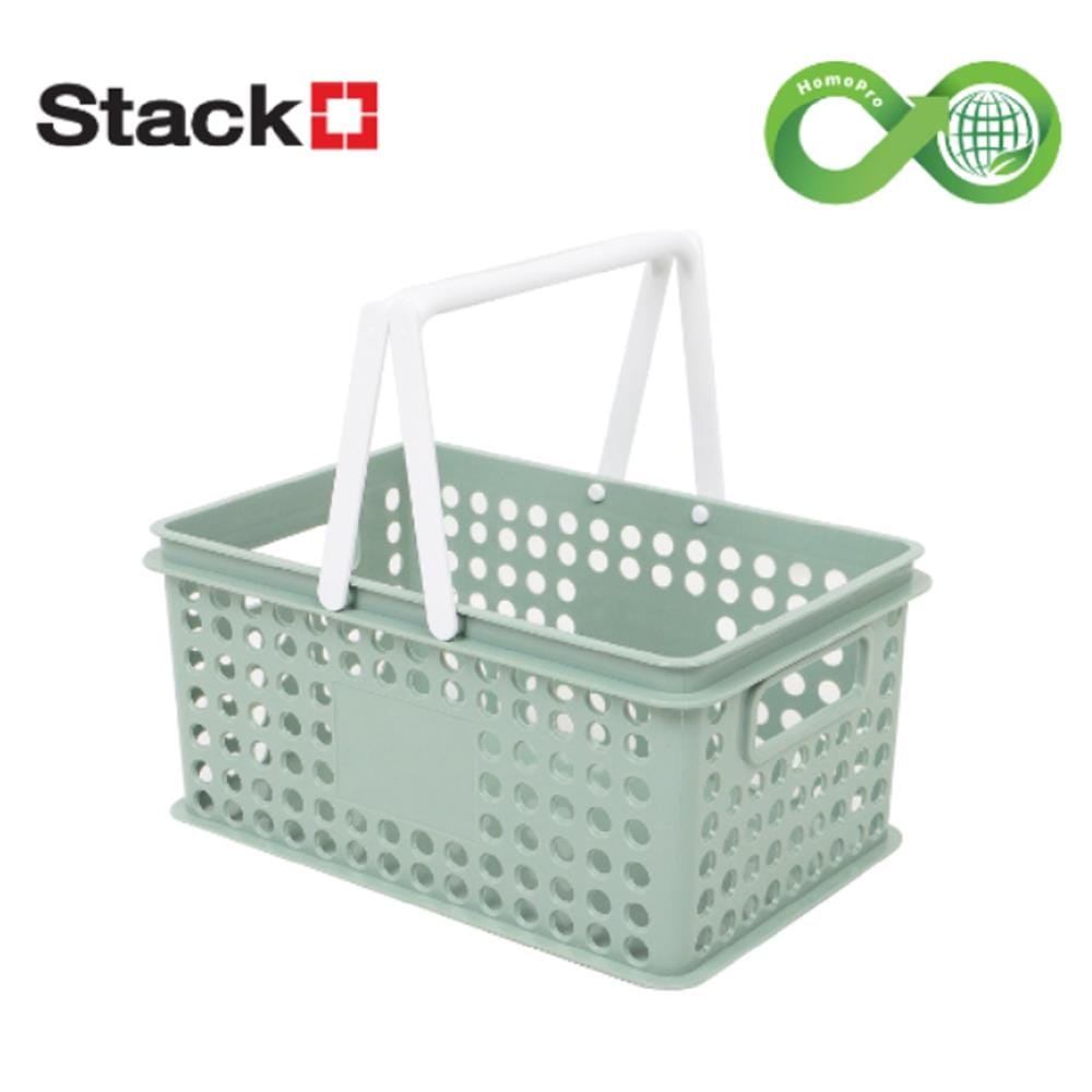STORAGE BOX WITH HANDLE STACKO SIZE S CIRCULAR PRODUCT GREEN 29.5x18.5x13CM