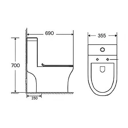 AKRON 1P TOILET WCO-88202-M 6/3L S-TRAP 250MM WHITE