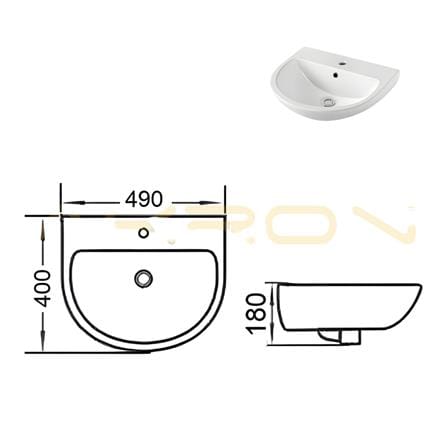 AKRON WALL HUNG WASHBASIN WLWH-915 WHITE