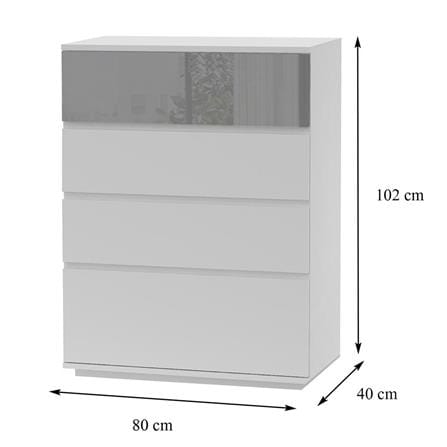 CHEST OF 4 DRAWERS FURDINI MEDIS HIGLOSS GREY [EXCLUSIVE FROM HOMEPRO THAILAND]