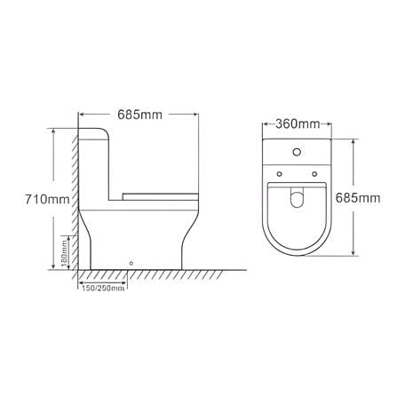 AKRON 1P TOILET WCO-83202-M 6/3L WHITE