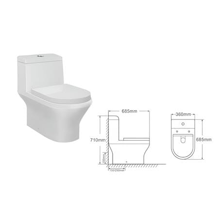AKRON 1P TOILET WCO-83202-M 6/3L WHITE