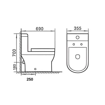 AKRON 1P TOILET WCO-83202-M 6/3L S-TRAP 250MM WHITE