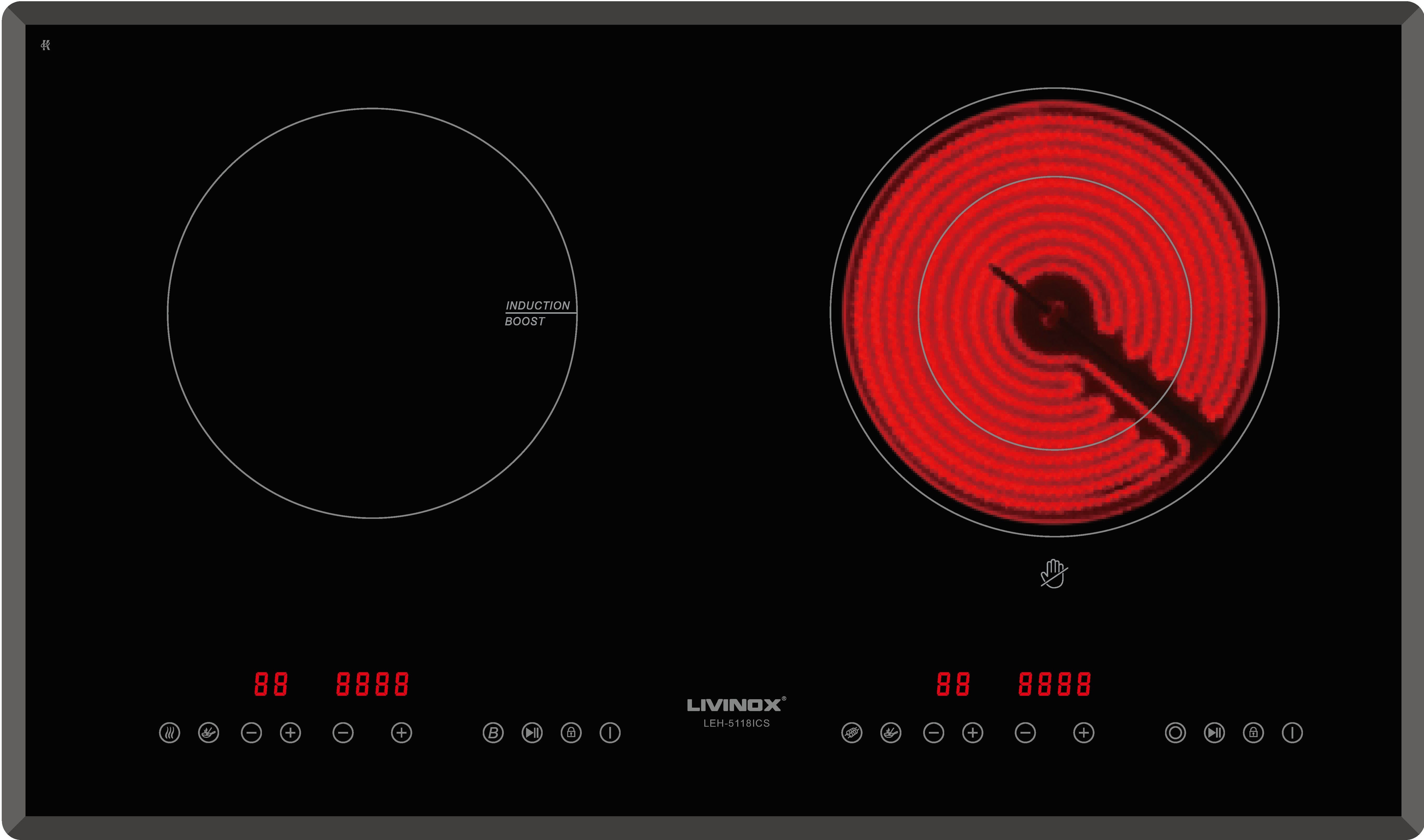 LIVINOX CERAMIC+INDUCTION HOB LEH-5118ICS 2200WATT 73CM