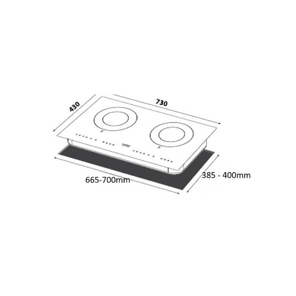 LIVINOX CERAMIC+INDUCTION HOB LEH-5118ICS 2200WATT 73CM