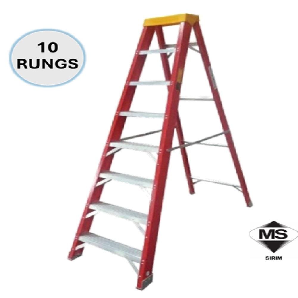 EVERLAST 10" SINGLE SIDED FIBERGLASS  LADDER (150KG) (SIRIM)