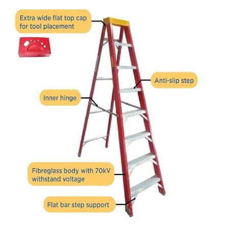 EVERLAST 7" DOUBLE SIDED FIBERGLASS  LADDER (150kg) (SIRIM)