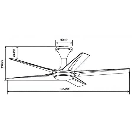 RUBINE CEILING FAN TRAPITO 5BLADE MATTE BLACK 56INCH