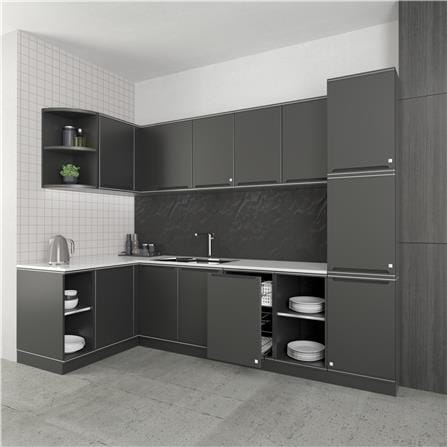 KING CORNER HANG CABINET CURVE GREY 90CM
