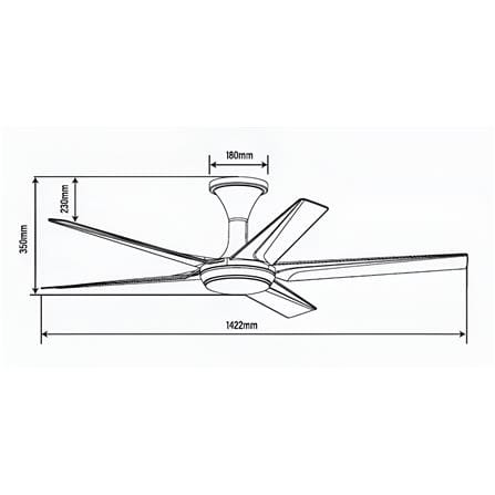 RUBINE CEILING FAN TRAPITO 5BLADE LED MATTE BLACK 56INCH