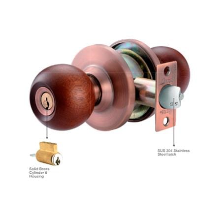 GERE ENTRANCE KNOB G9881-M11 ANTIQUE COPPER WOODEN KNOB