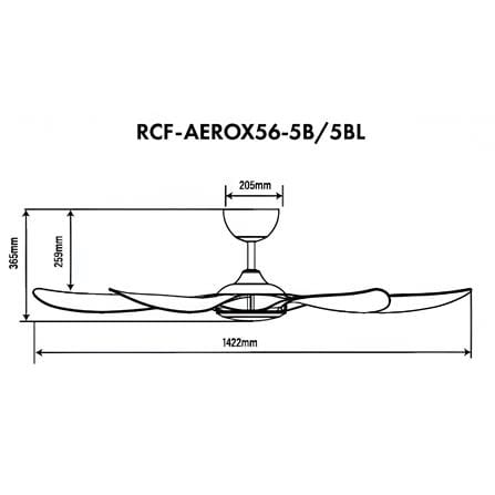 CEILING FAN RCF-AEROX56-5B-CMB RUBINE ABS  CHAMPAGNE MATT BLACK 56"