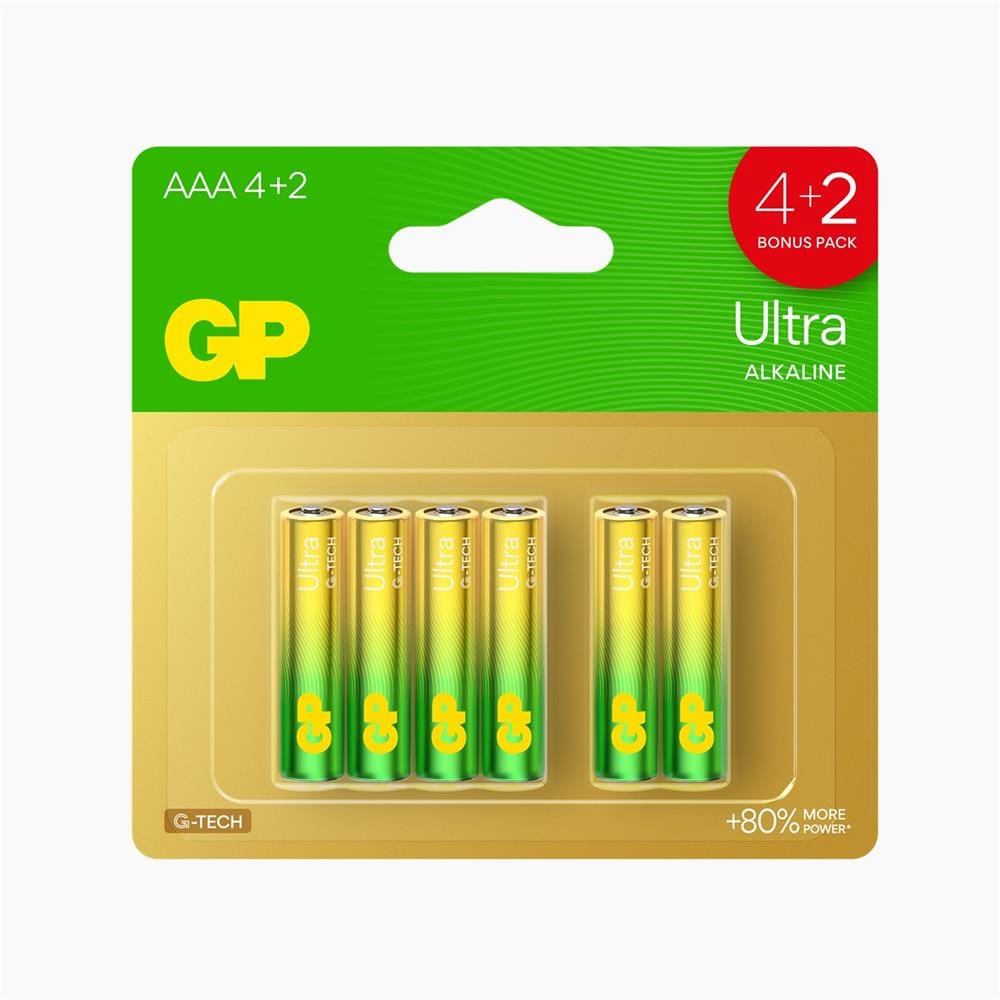 GP ULTRA ALKALINE BATTERY 4+2S AAA