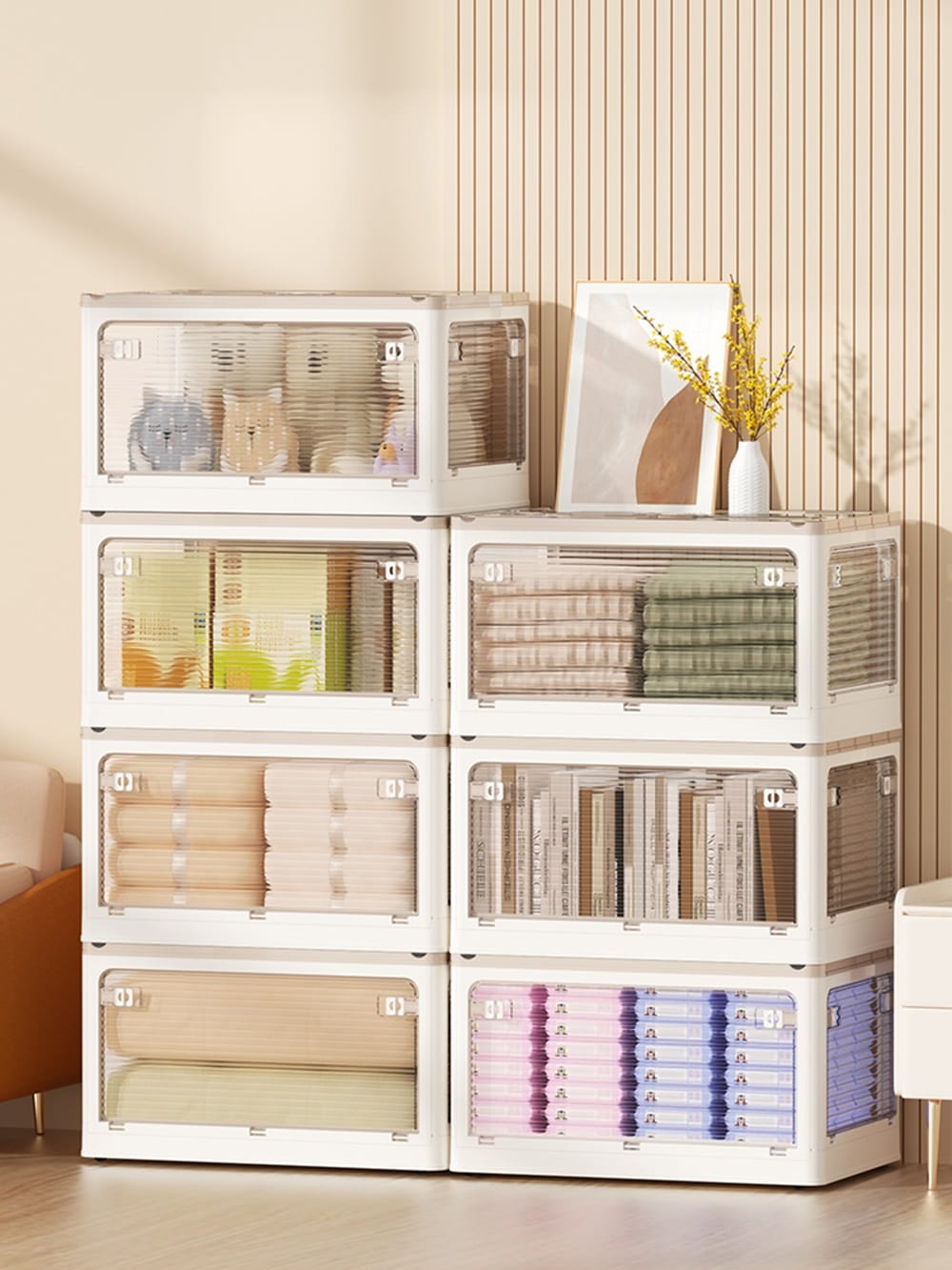FOLDABLE STORAGE BOX 28L 40.5X29X24CM COSSY+ 9005 WHITE/CLEAR