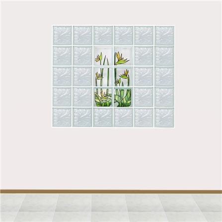 CHANG KAEW GLASS BLOCK 19X19X8CM BIRD OF PARADISE SET 6PCS