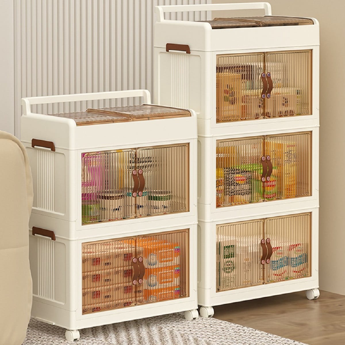 3-TIER STORAGE CABINET WITH WHEELS 45X27X93CM COSSY+ 9089-3 IVORY/WHITE