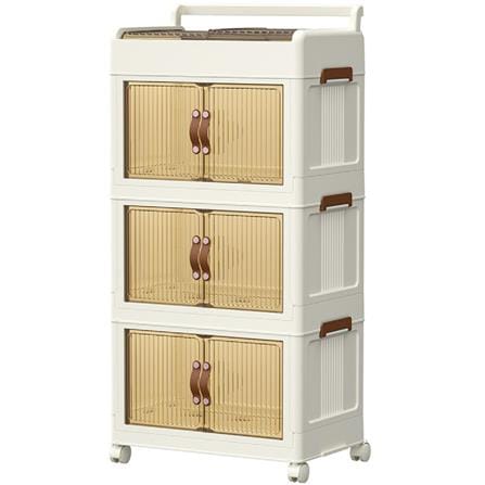 3-TIER STORAGE CABINET WITH WHEELS 45X27X93CM COSSY+ 9089-3 IVORY/WHITE