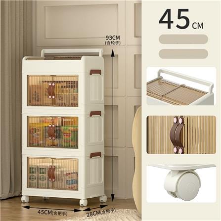 3-TIER STORAGE CABINET WITH WHEELS 45X27X93CM COSSY+ 9089-3 IVORY/WHITE