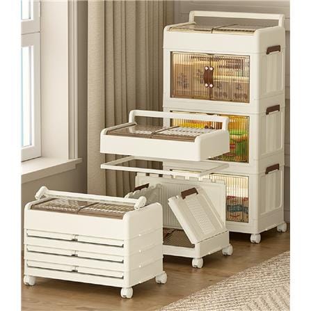 3-TIER STORAGE CABINET WITH WHEELS 45X27X93CM COSSY+ 9089-3 IVORY/WHITE