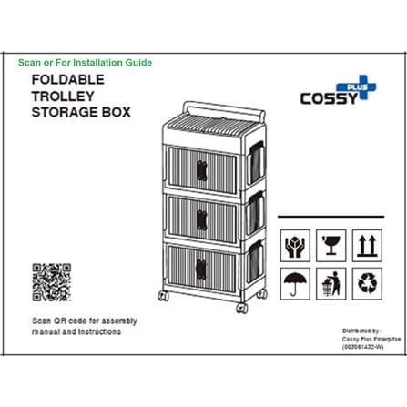 3-TIER STORAGE CABINET WITH WHEELS 45X27X93CM COSSY+ 9089-3 IVORY/WHITE