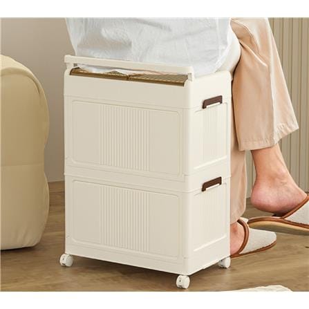 2-TIER STORAGE CABINET WITH WHEELS 45X27X68.5CM COSSY+ 9089-2 WHITE/IVORY