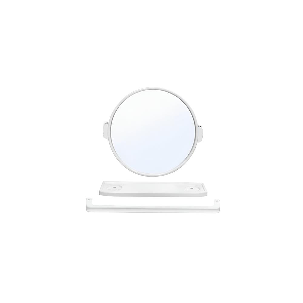 BATH TIME PLASTIC ROUND MIRROR 14916 SET 3PCS WHITE
