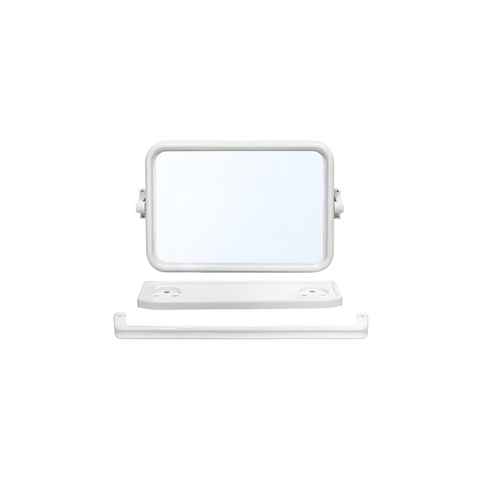 BATH TIME PLASTIC SQUARE MIRROR 14917 SET 3PCS WHITE
