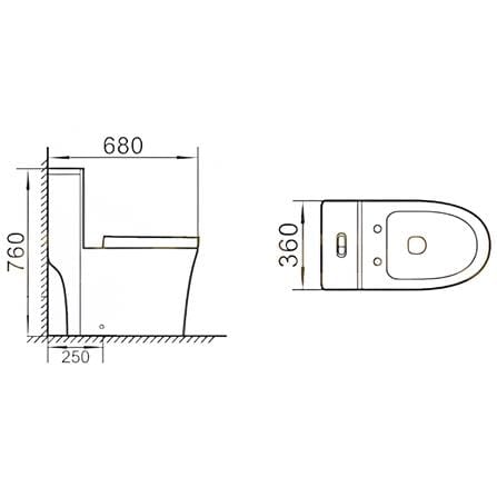 AKRON 1P WATER CLOSET TOILET WCO-764-S 6/3L WHITE