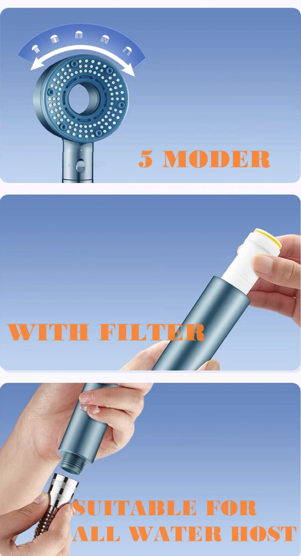 COSSY PLUS HAND SHOWER CP-DS HIGH PRESSURE SHOWER HEAD BLUE