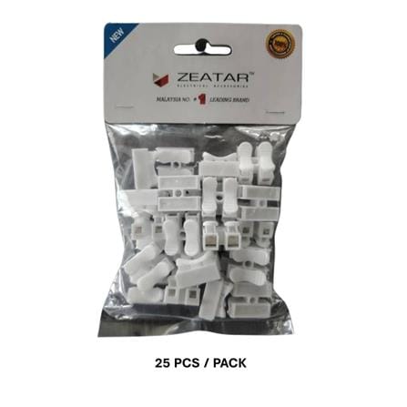 ZEATAR 10A 2 PIN PRESS TYPE CABLE CONNECTOR ZCN102-M (25S) WHITE