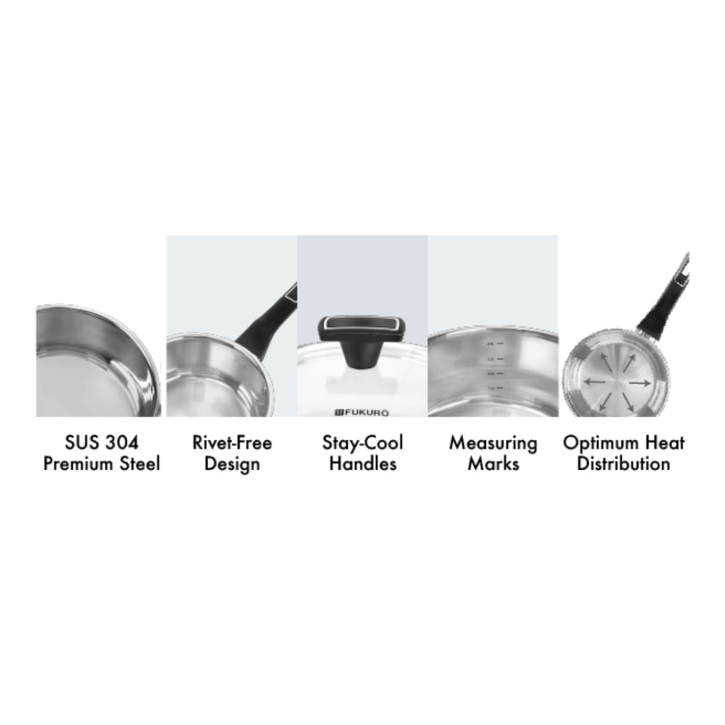 FUKURO YUGA 304 STAINLESS STEEL CASSEROLE WITH LID 20CM