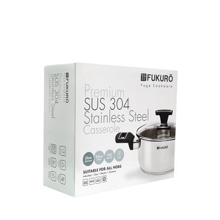 FUKURO YUGA 304 STAINLESS STEEL CASSEROLE WITH LID 20CM