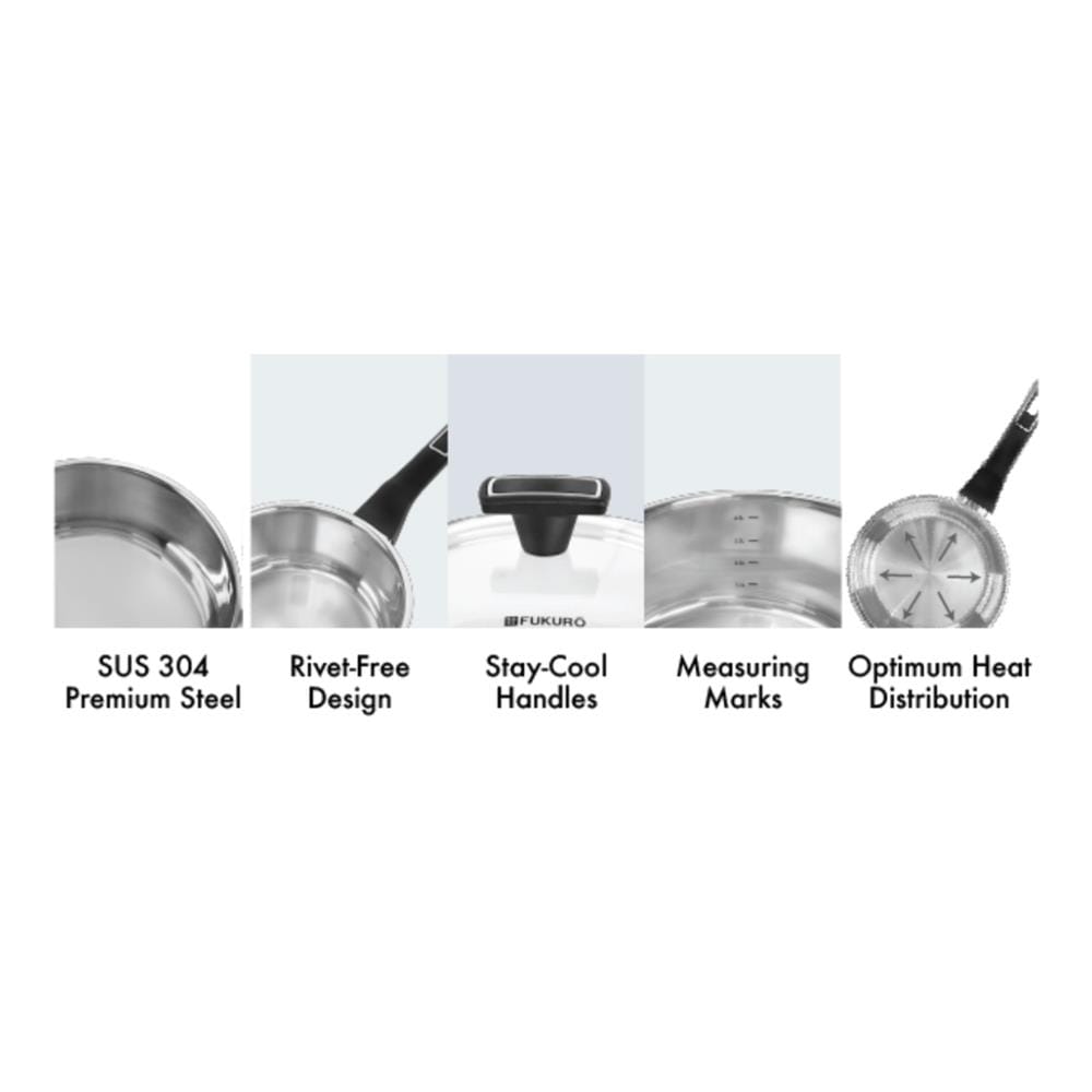 FUKURO YUGA 304 STAINLESS STEEL SAUCE PAN WITH LID 16CM