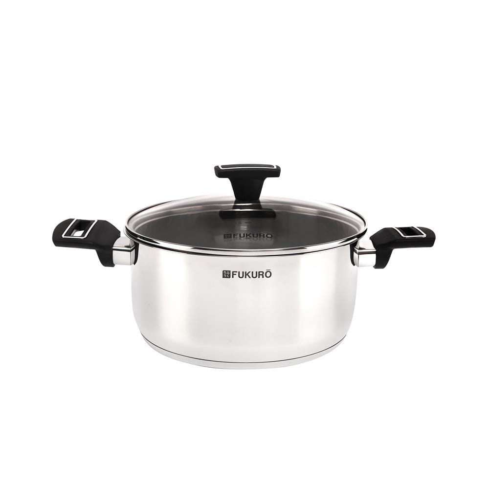 FUKURO YUGA 304 STAINLESS STEEL CASSEROLE WITH LID 24CM