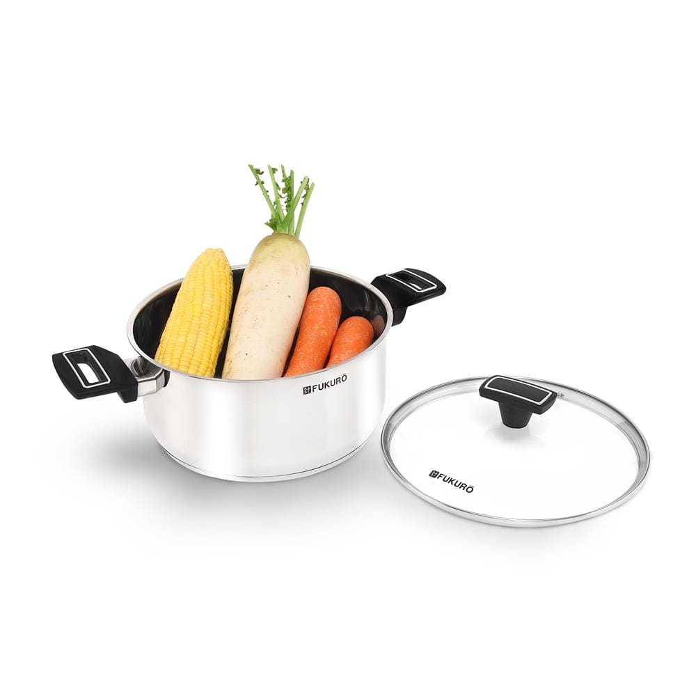 FUKURO YUGA 304 STAINLESS STEEL CASSEROLE WITH LID 24CM