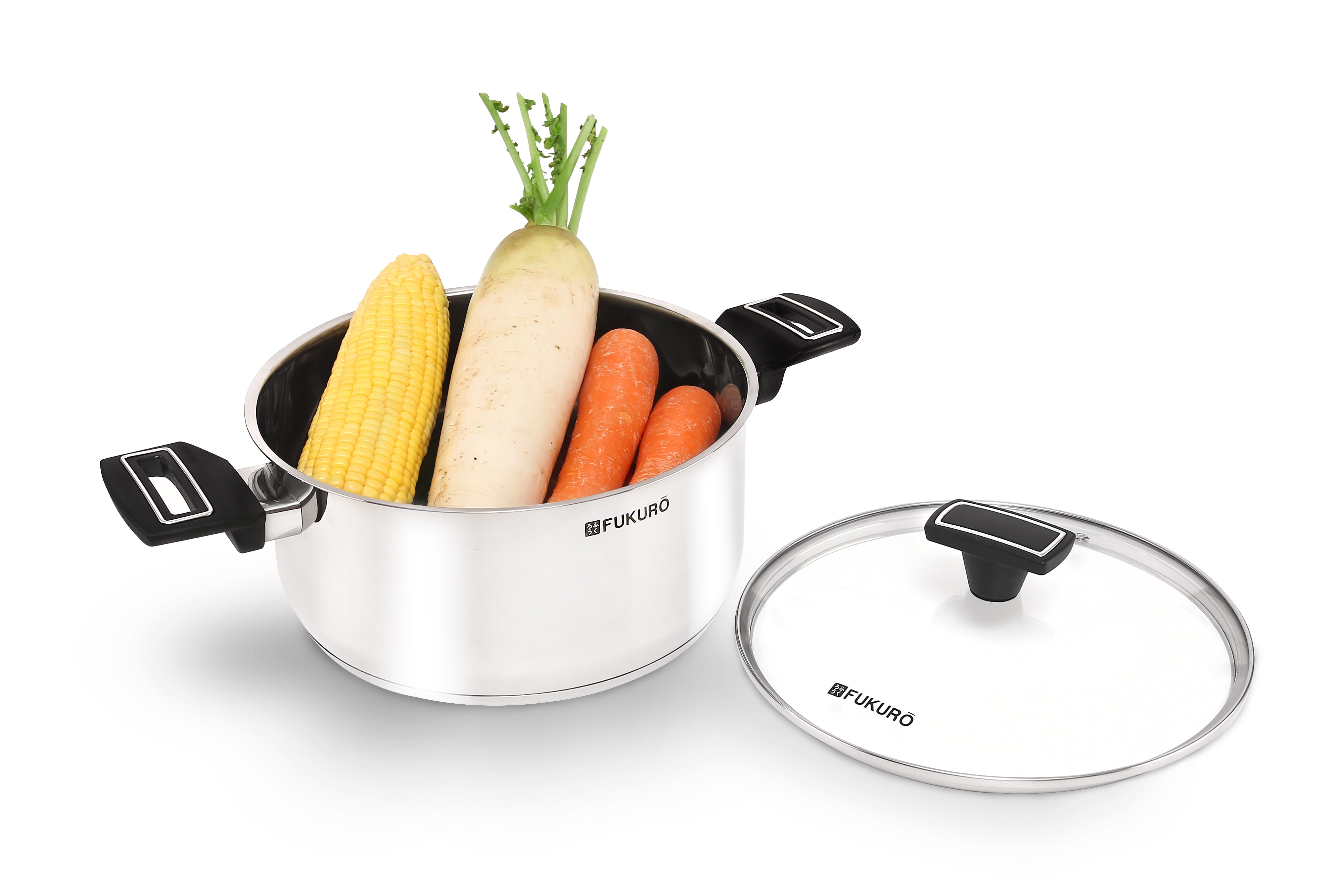 FUKURO YUGA 304 STAINLESS STEEL CASSEROLE WITH LID 24CM
