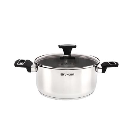 FUKURO YUGA 304 STAINLESS STEEL CASSEROLE WITH LID 24CM