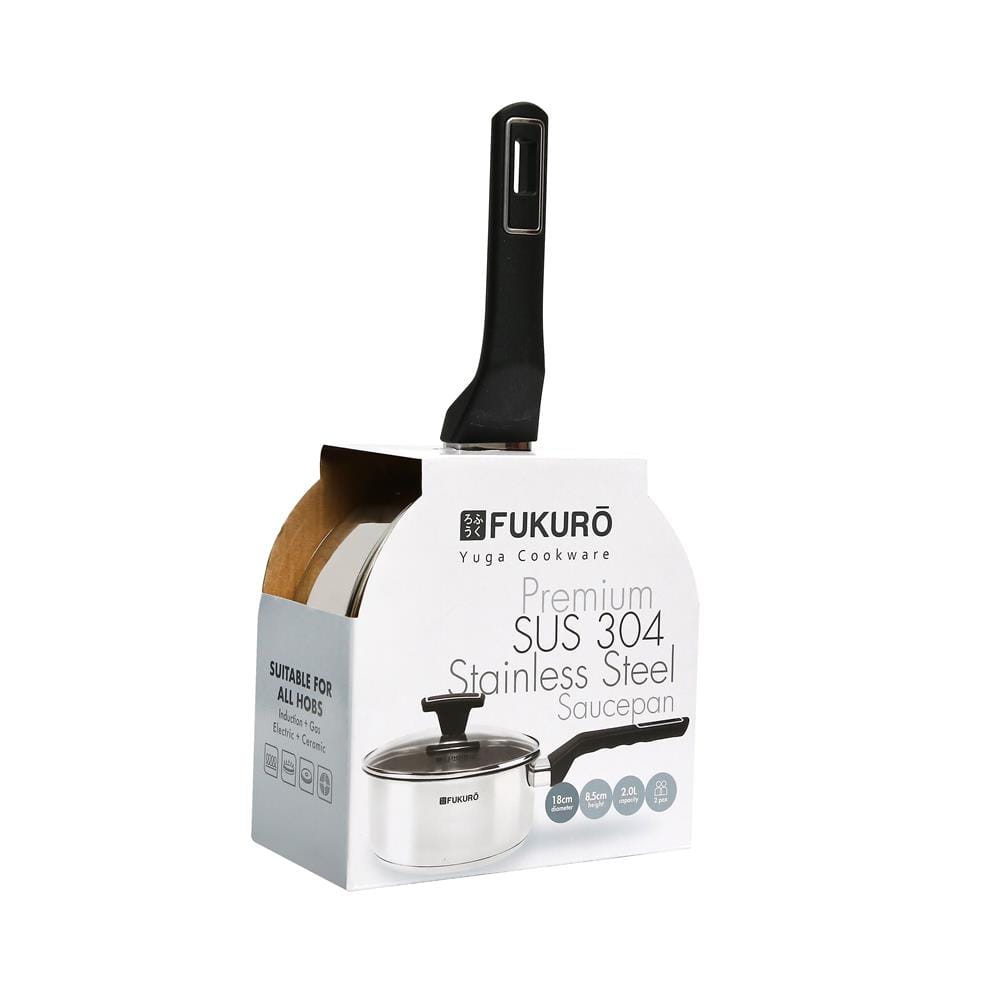 FUKURO YUGA 304 STAINLESS STEEL SAUCEPAN WITH LID 18CM