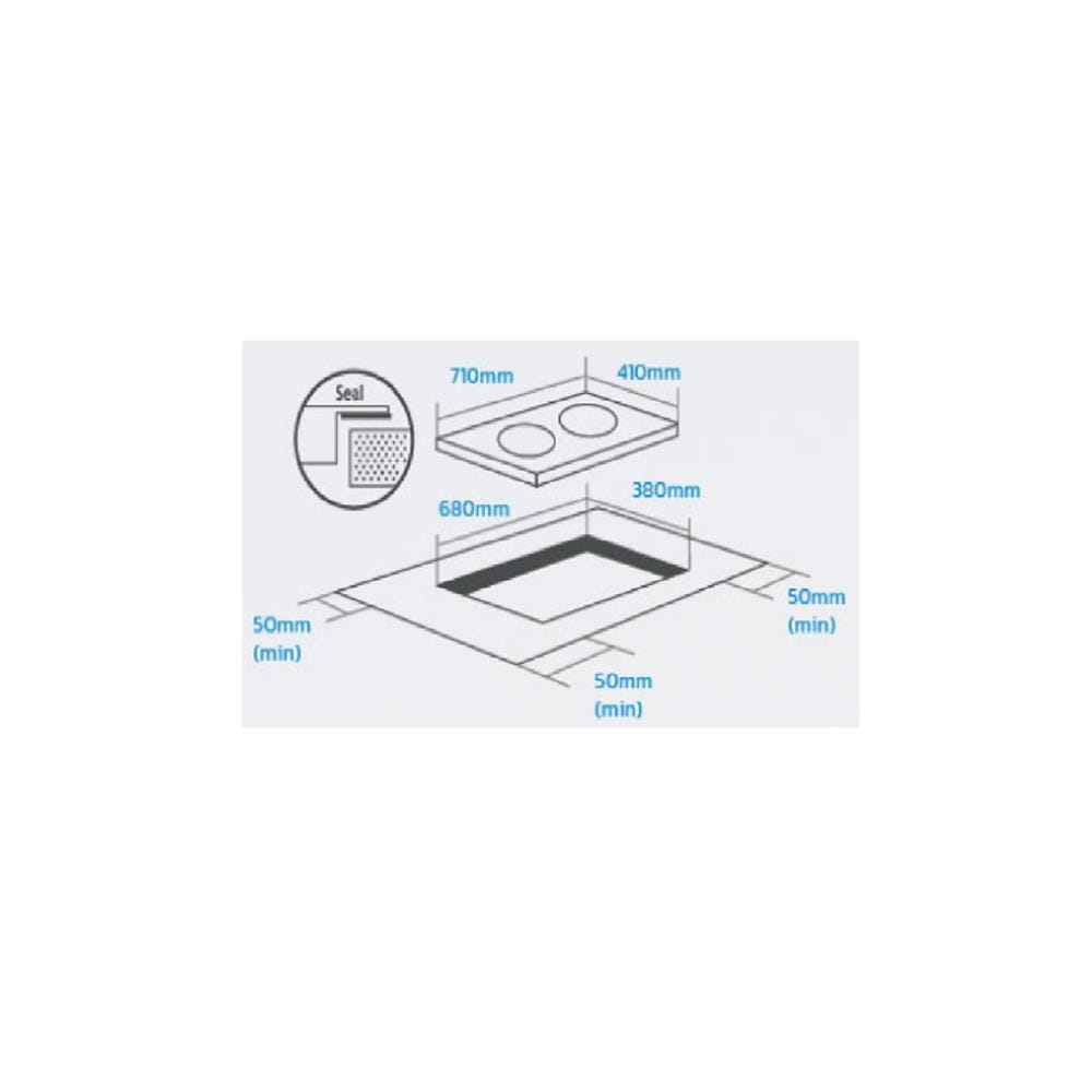 ELBA INDUCTION CERAMIC HOB EICH-Q7052ST(BK) DUAL COOKING ZONES 71CM