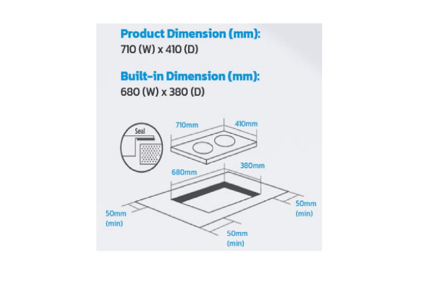 ELBA INDUCTION CERAMIC HOB EICH-Q7052ST(BK) DUAL COOKING ZONES 71CM