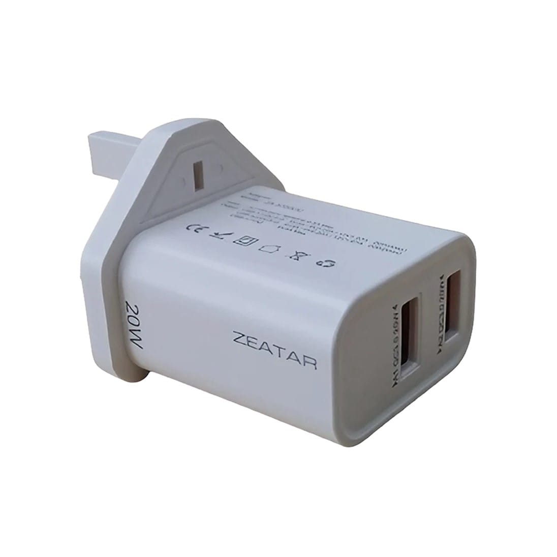 20W DUAL USB ADAPTOR CHARGER ZA3720UU ZEATAR WHITE