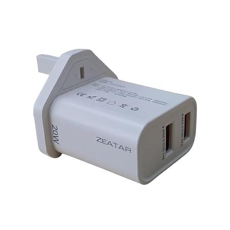 20W DUAL USB ADAPTOR CHARGER ZA3720UU ZEATAR WHITE