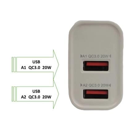 20W DUAL USB ADAPTOR CHARGER ZA3720UU ZEATAR WHITE