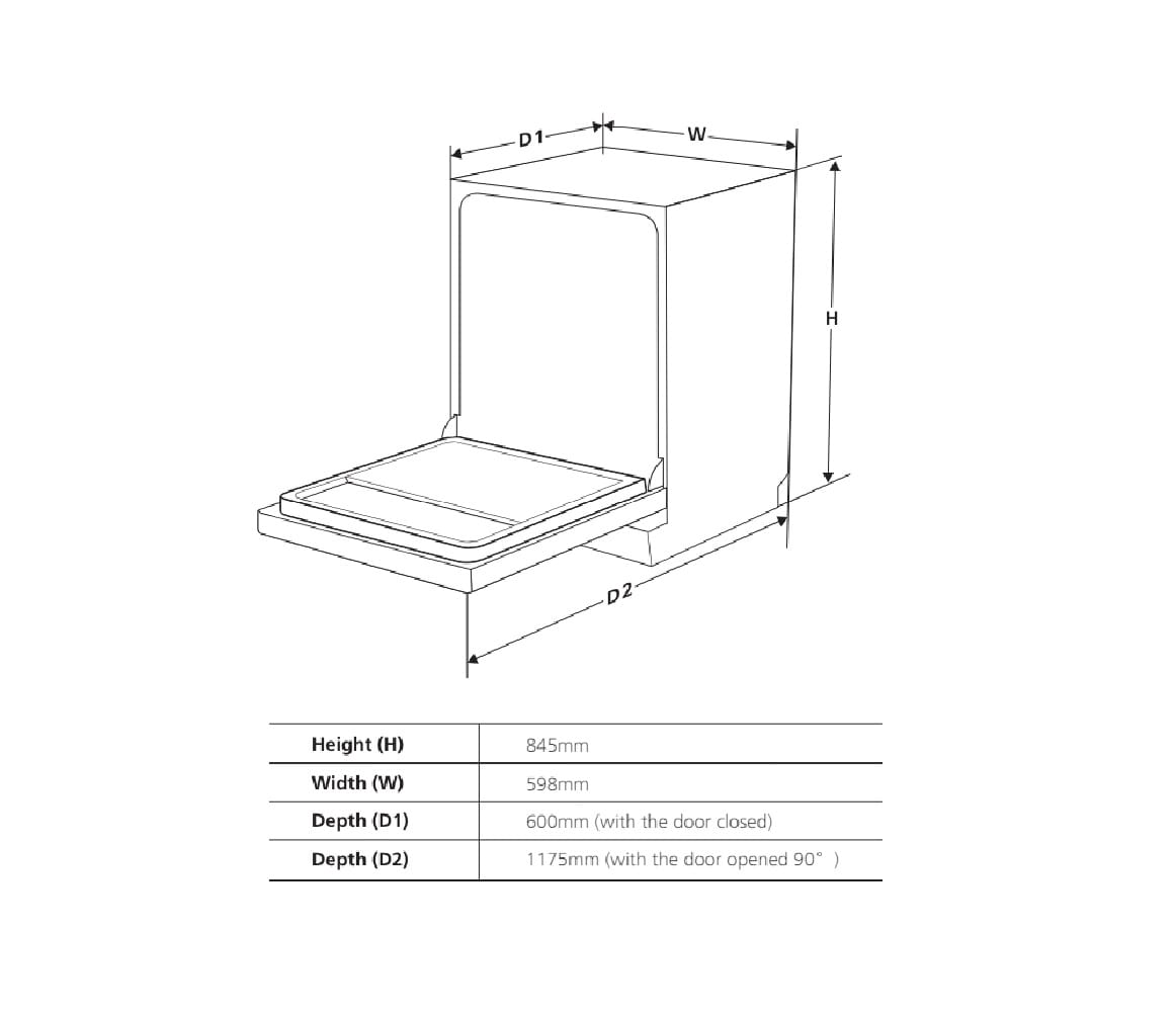 LIVINOX FREE STANDING DISHWASHER LDW-14P-8BL 8PROGRAM 14 PLACE SETTING