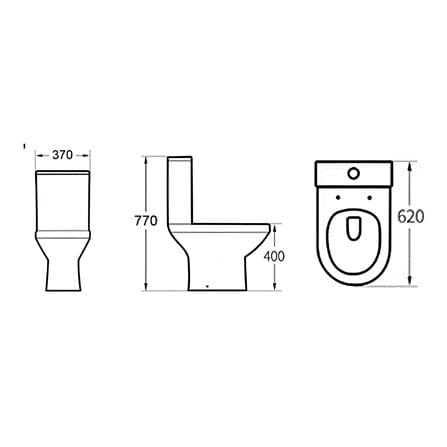 LIVINOX TOILET CLOSE-COUPLED WC BOWL LWC-225-250 6/3L WHITE