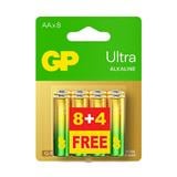 GP ULTRA ALKALINE BATTERY GPPCA15AU834 8+4S AA