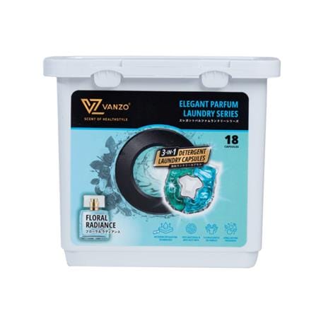 VANZO 3IN1 LAUNDRY CAPSULES FLORAL RADIANCE 18PCS
