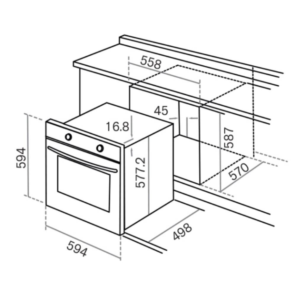 RUBINE BUILT-IN OVEN RBO-BECCA-83BL 83LITER 10PROGRAMS BLACK