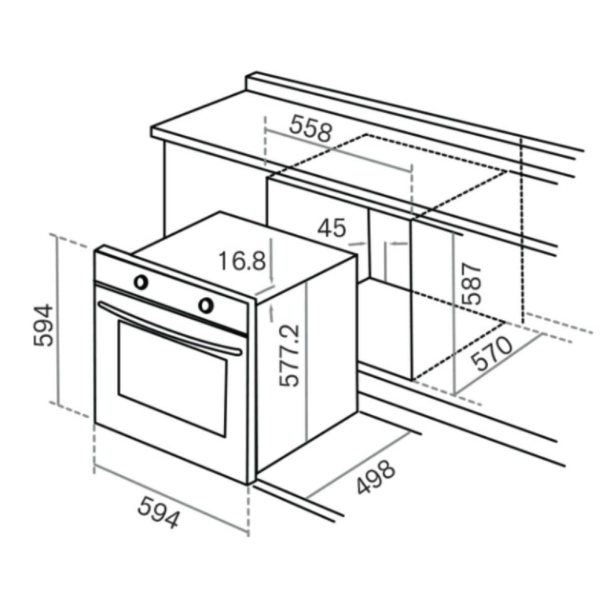 RUBINE BUILT-IN OVEN RBO-BECCA-83BL 83LITER 10PROGRAMS BLACK