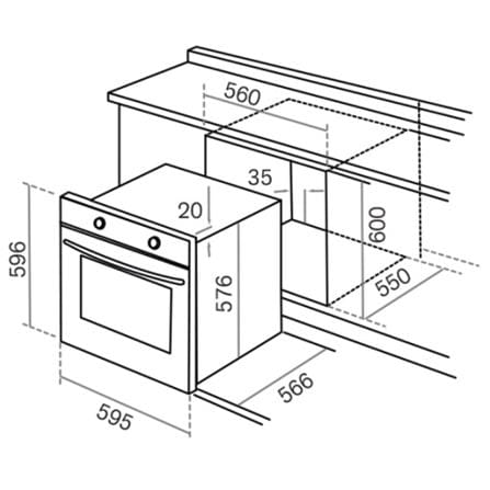 RUBINE BUILT-IN OVEN RBO-NUOVO-82BL 82LITER 13PROGRAMS BLACK
